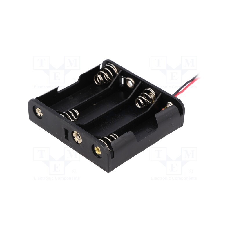 10 pcs : 2478 - Holder, AA,R6, Batt.no: 4, on panel, leads 150mm