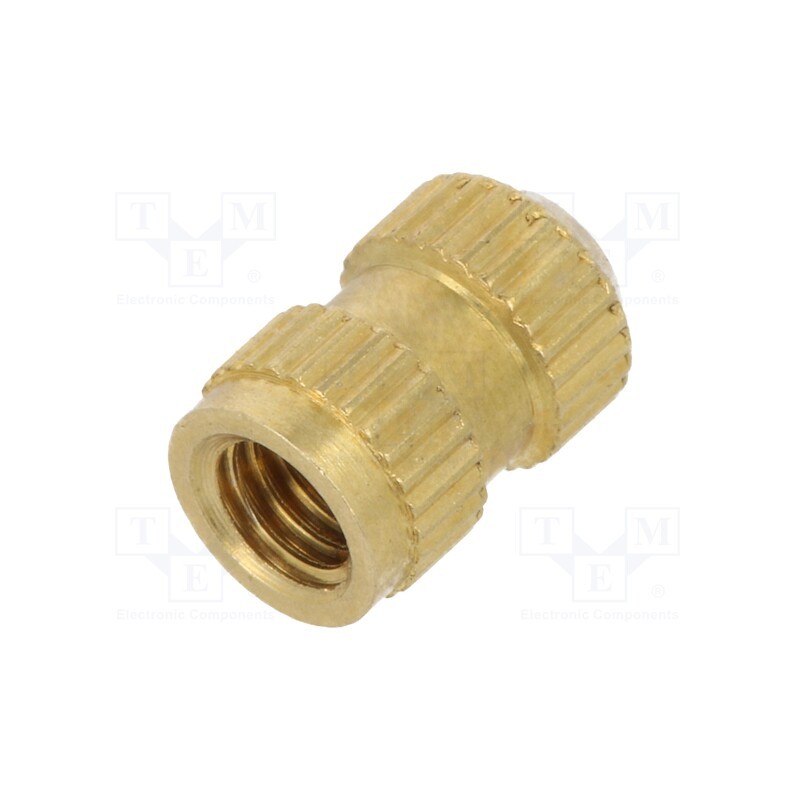 50 pcs : 1386204 - Threaded insert, brass, without coating, M3, BN 1045, L: 7mm