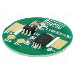 10 pcs : - PCB protection, Li-Ion, Ø18.5mm, 2.5A, 3.6VDC