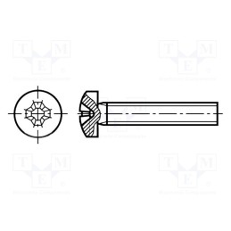 500 pcs : M2X5/D7985B - Screw, M2x5, 0.4, Head: cheese head, Phillips, PH1, DIN 7985