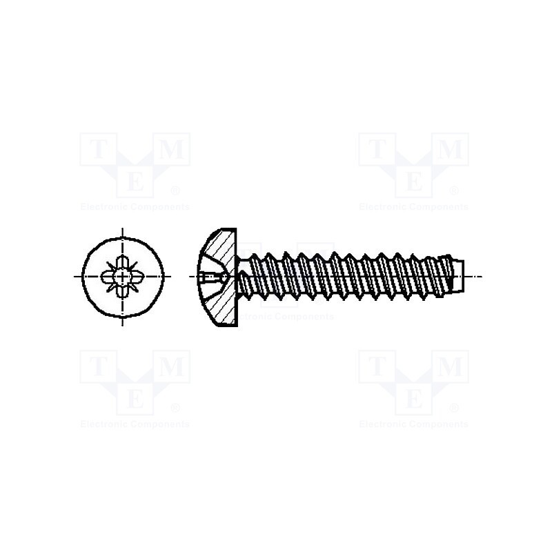 500 pcs : 2097303 - Screw, for metal, 2.9x13, Head: cheese head, Pozidriv, PZ1, steel