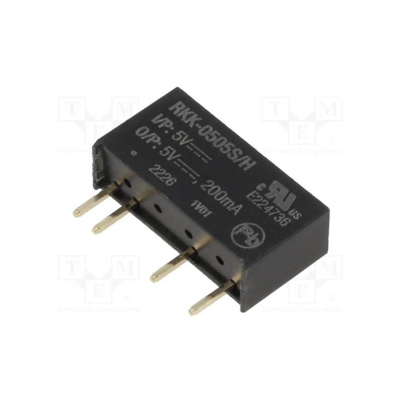 10 pcs : RKK-0505S/H - Converter: DC/DC, 1W, Uin: 5V, Uout: 5VDC, Iout: 200mA, SIP7, RKK