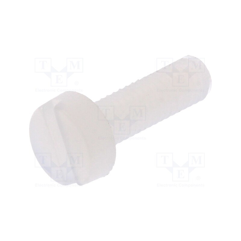 50 pcs : 8G201M3X10 - Screw, M3x10, 0.5, Head: cheese head, slotted, 0,9mm, polyamide