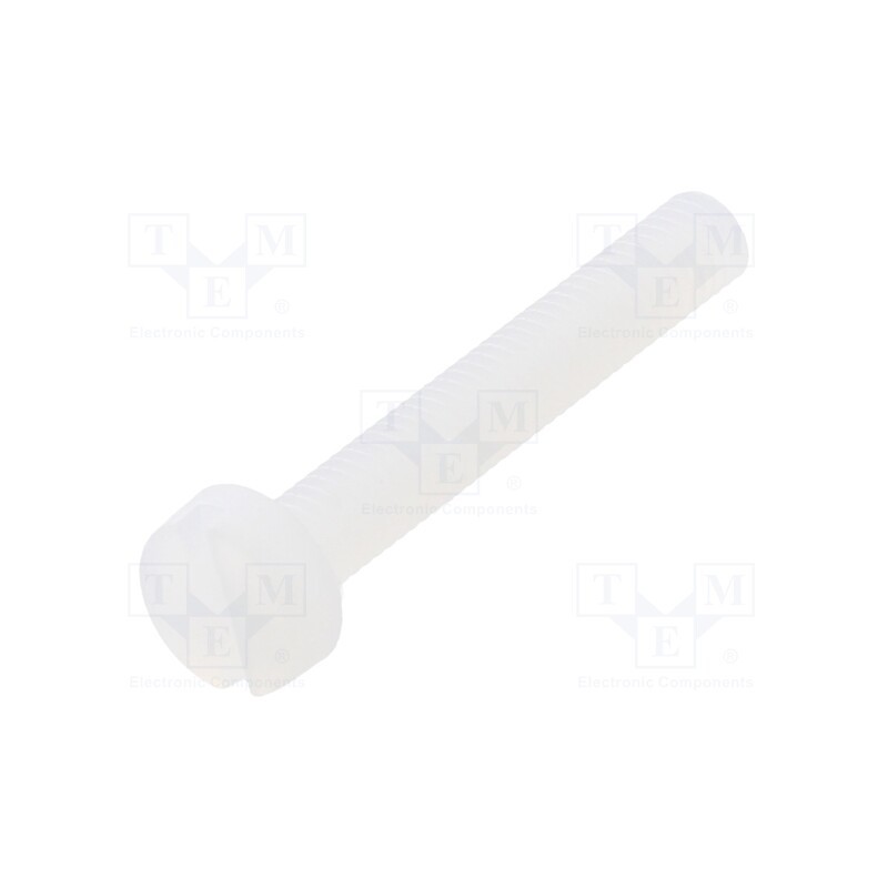 50 pcs : 8G201M3X20 - Screw, M3x20, 0.5, Head: cheese head, slotted, 0,9mm, polyamide