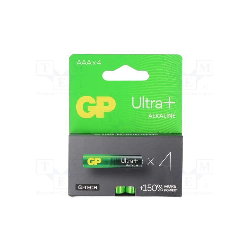 10 set : GP 24AU ULTRA PLUS B4 - Battery: alkaline, 1.5V, AAA,R3, non-rechargeable, Ø10.5x44.5mm