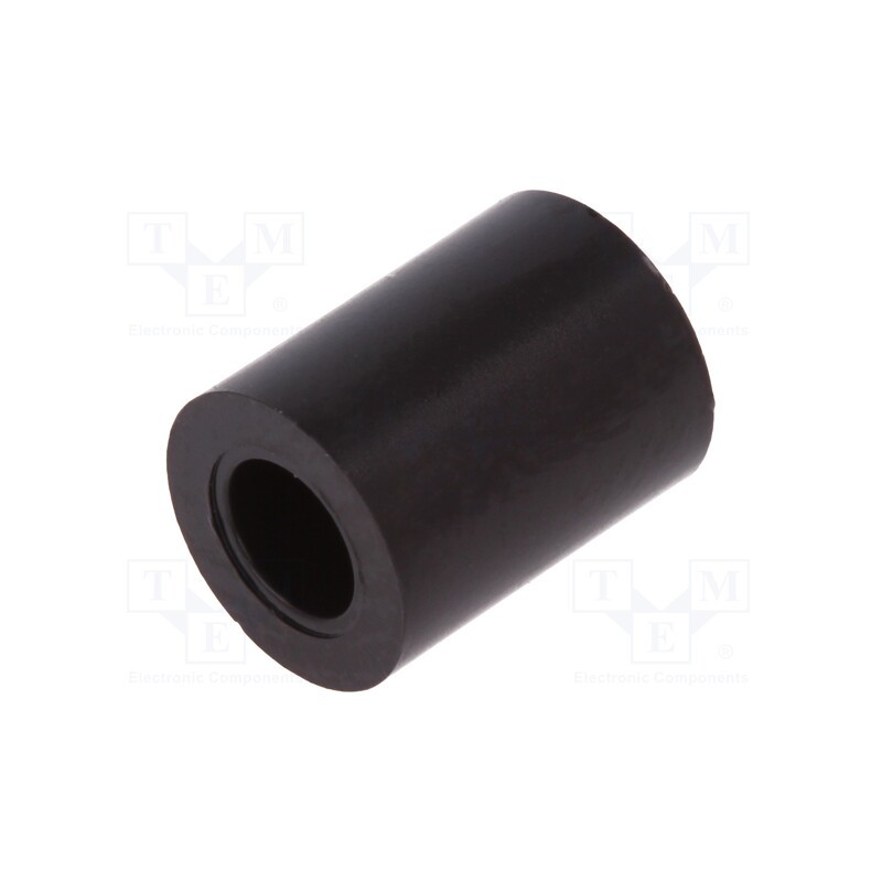 100 pcs : KDR09 - Spacer sleeve, cylindrical, polystyrene, L: 9mm, Øout: 7mm, black