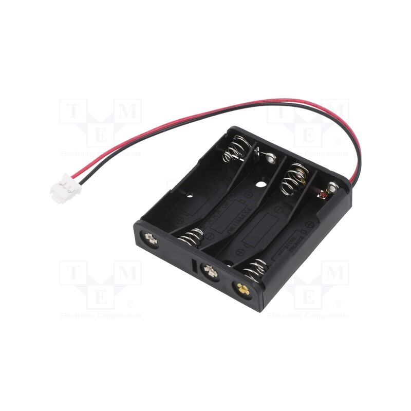 10 pcs : 2482CN - Holder, AAA,R03, Batt.no: 4, 3pin,leads 150mm,terminal