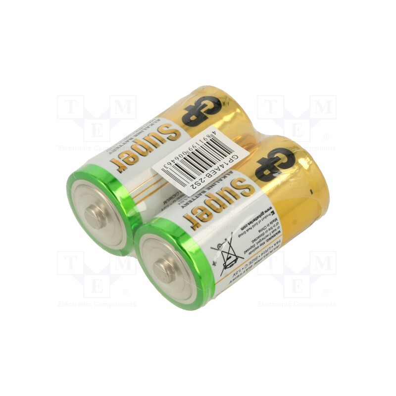 10 set : GP SUPER 14A (LR14) SHRINK 2 - Battery: alkaline, 1.5V, C, non-rechargeable, 2pcs, SUPER