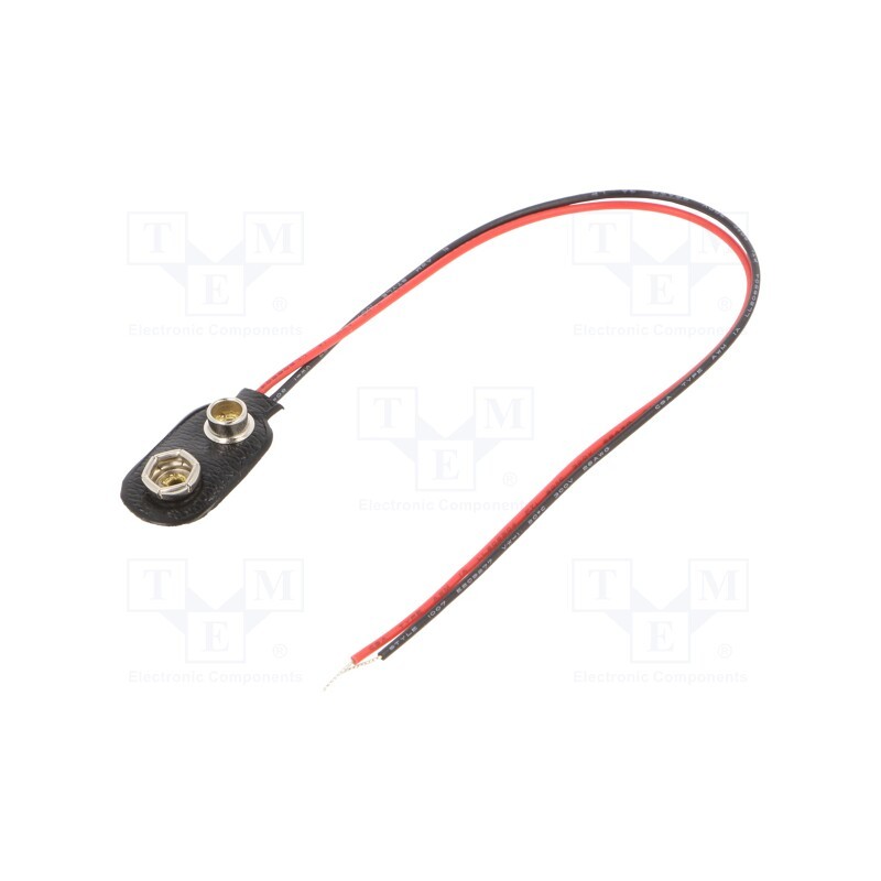 50 pcs : 234 - 6F22 connector, 6F22,6LR61, Batt.no: 1, leads 200mm