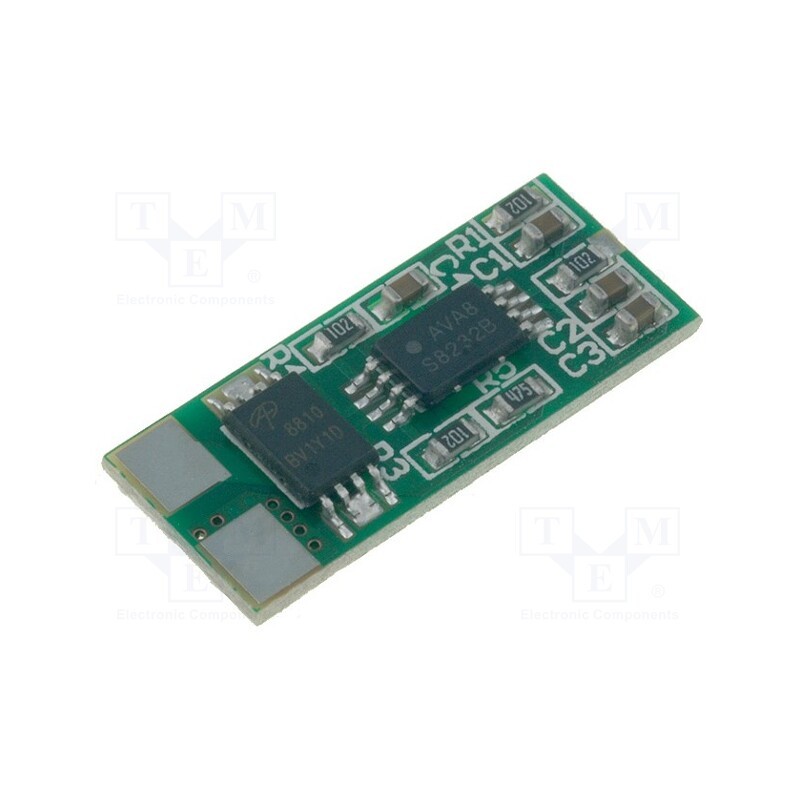10 pcs : - PCB protection, Li-Ion, 19.1x8x2mm, 3A, 7.4VDC