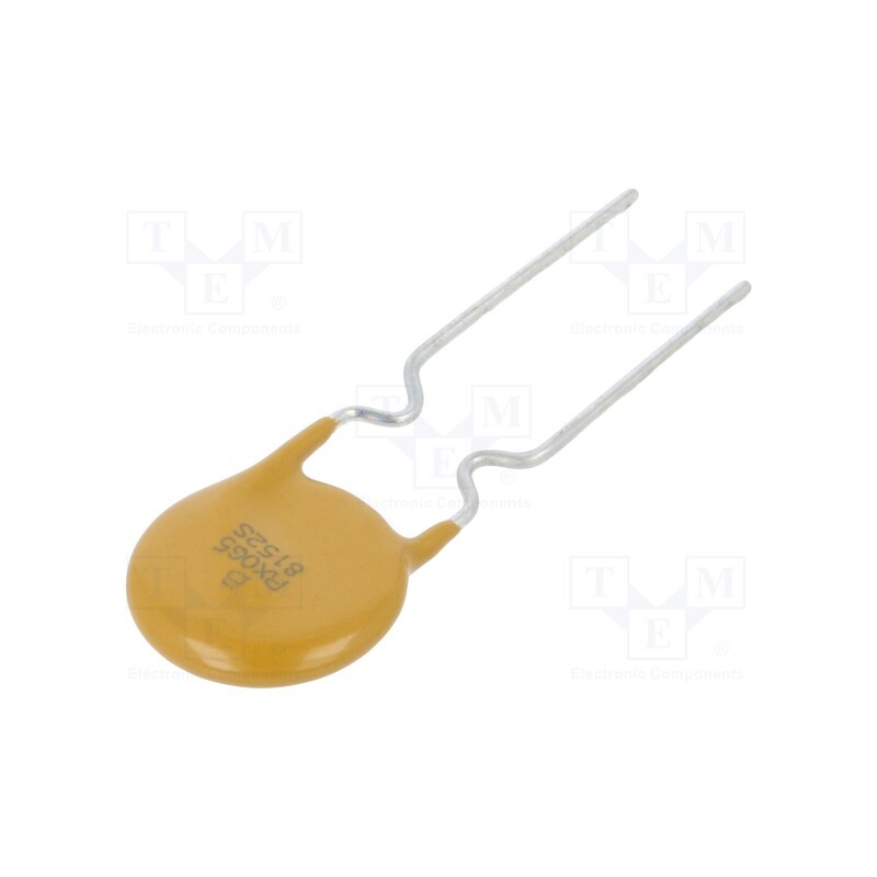 10 pcs : MF-RX065/72-0 - Fuse: PTC polymer, 650mA, Imax: 40A, PCB,THT, MF-RX/72, bulk