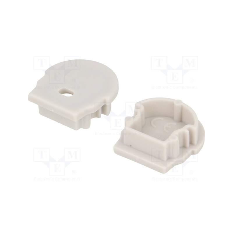 10 set : A1970022 -AS - Cap for LED profiles, grey, 2pcs, ABS, with hole,rounded, UNI12