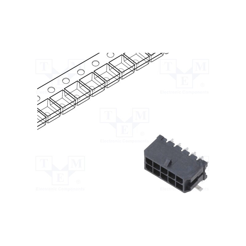 10 pcs : 430451009 - Socket, wire-board, male, Micro-Fit 3.0, 3mm, PIN: 10, Layout: 2x5