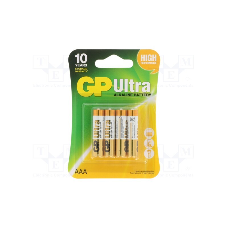 10 set : 24AU-U4 - Battery: alkaline, 1.5V, AAA,R3, non-rechargeable, Ø10.5x44.5mm