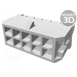 10 pcs : 430451027 - Socket, wire-board, male, Micro-Fit 3.0, 3mm, PIN: 10, THT, 5A, 600V