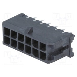 10 pcs : 430451212 - Socket, wire-board, male, Micro-Fit 3.0, 3mm, PIN: 12, THT, 5A, 600V