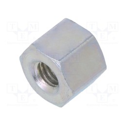 50 pcs : 125X05 - Screwed spacer sleeve, 5mm, Int.thread: M3, hexagonal, steel, zinc