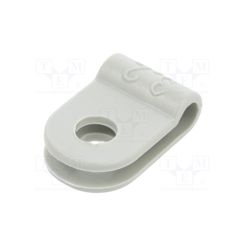 50 pcs : 255 3.2 LGR - Fixing clamp, Cable P-clips, ØBundle : 3.2mm, W: 10mm, polyamide