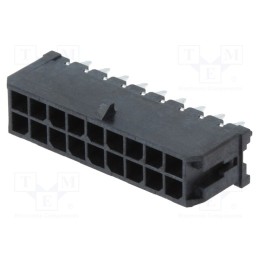10 pcs : 430451812 - Socket, wire-board, male, Micro-Fit 3.0, 3mm, PIN: 18, THT, 5A, 600V