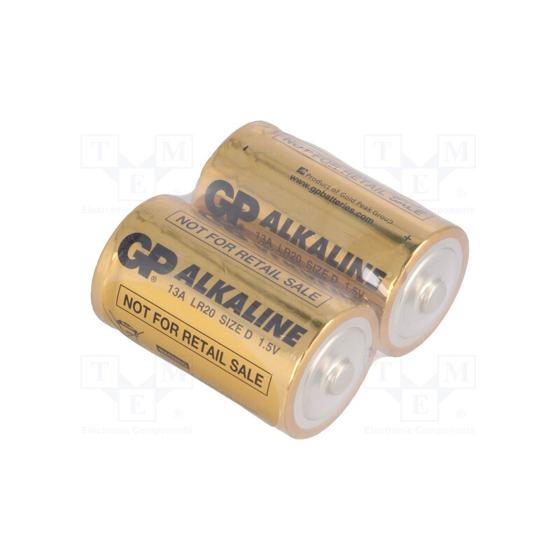 10 set : GP R20A - Battery: alkaline, 1.5V, D, non-rechargeable, 2pcs.