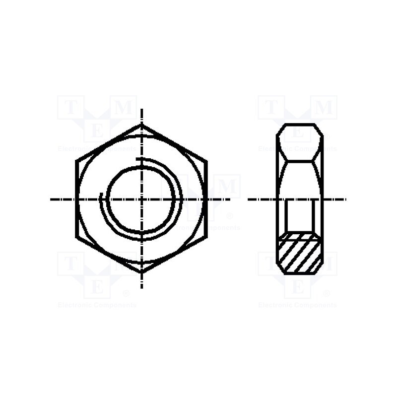 500 pcs : 1090658 - Nut, hexagonal, M5, 0.8, steel, Plating: zinc, 8mm, BN 124, DIN 439B