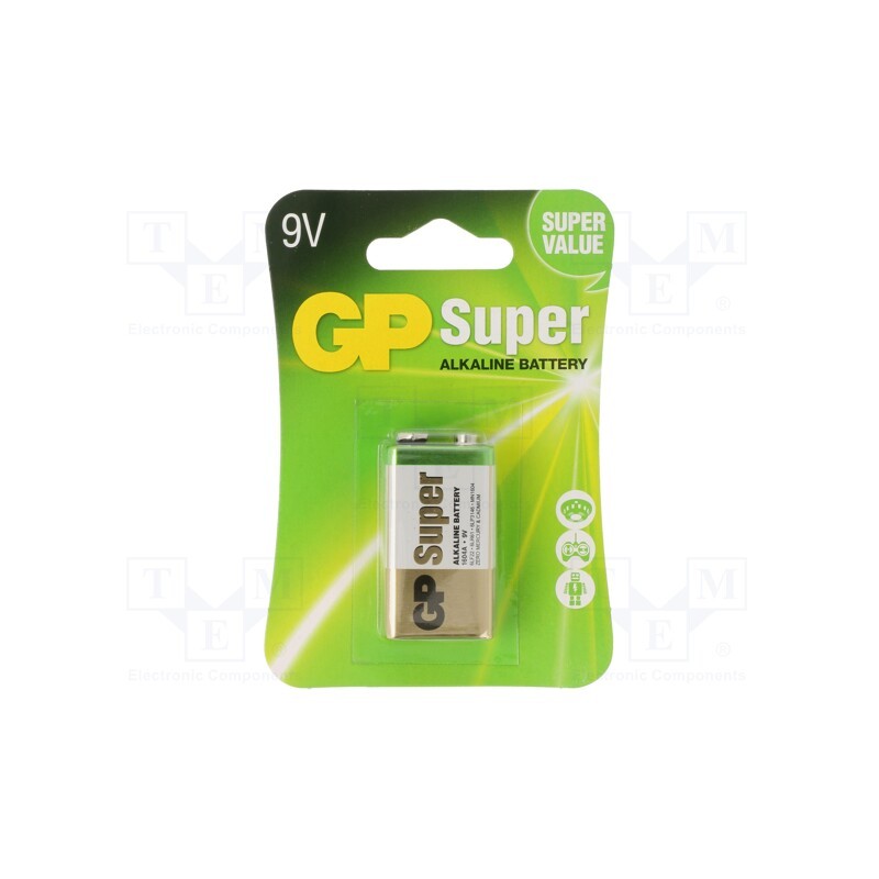 10 set : 1604A-U1 - Battery: alkaline, 1.5V, 6F22, non-rechargeable, 47.5x25.5x16.5mm