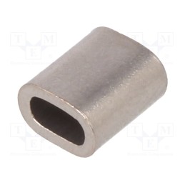 50 pcs : TZ-2 - Ferrule, copper, for rope, Ørope: 2mm, L: 9.3mm, nickel