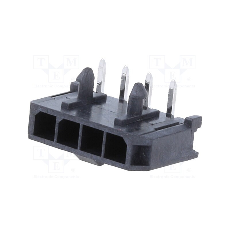 10 pcs : 436500400 - Socket, wire-board, male, Micro-Fit 3.0, 3mm, PIN: 4, THT, 5A, tinned