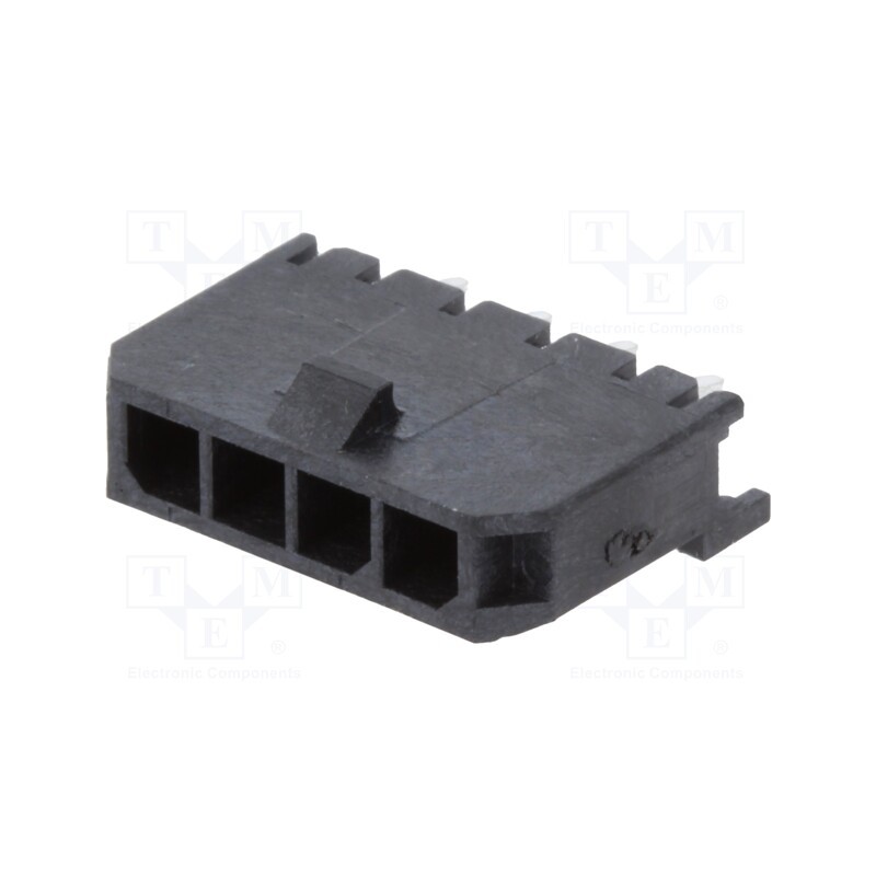 10 pcs : 436500415 - Socket, wire-board, male, Micro-Fit 3.0, 3mm, PIN: 4, THT, 5A, tinned