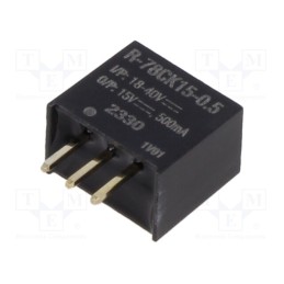 10 pcs : R-78CK15-0.5 - Converter: DC/DC, Uin: 18÷40V, Uout: 15VDC, Iout: 500mA, SIP3, THT
