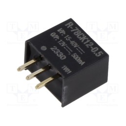 10 pcs : R-78CK12-0.5 - Converter: DC/DC, Uin: 15÷40V, Uout: 12VDC, Iout: 500mA, SIP3, THT