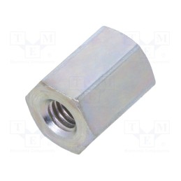 50 pcs : 125X08 - Screwed spacer sleeve, 8mm, Int.thread: M3, hexagonal, steel, zinc