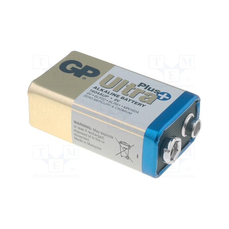 10 pcs : GP 1604 ULTRA PLUS - Battery: alkaline, 9V, 6F22, non-rechargeable, 25.5x16.5x47.5mm