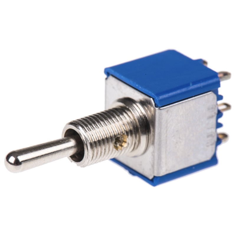 1 pcs - APEM Toggle Switch, Panel Mount, On-Off-On, DPST, Solder Terminal