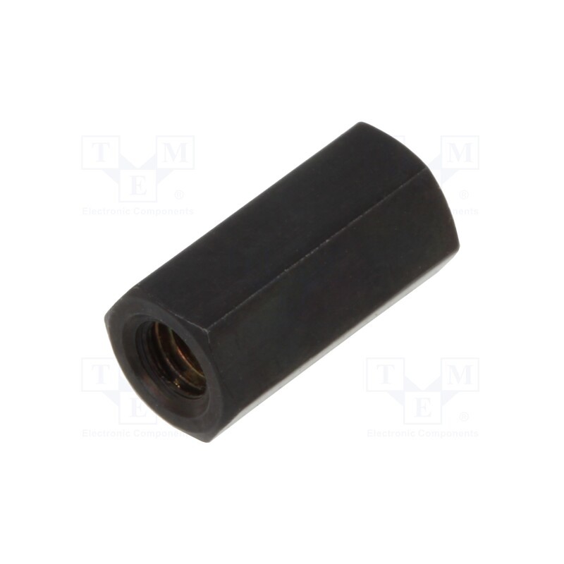 50 pcs : 113X10SW - Screwed spacer sleeve, 10mm, Int.thread: M3, hexagonal, brass