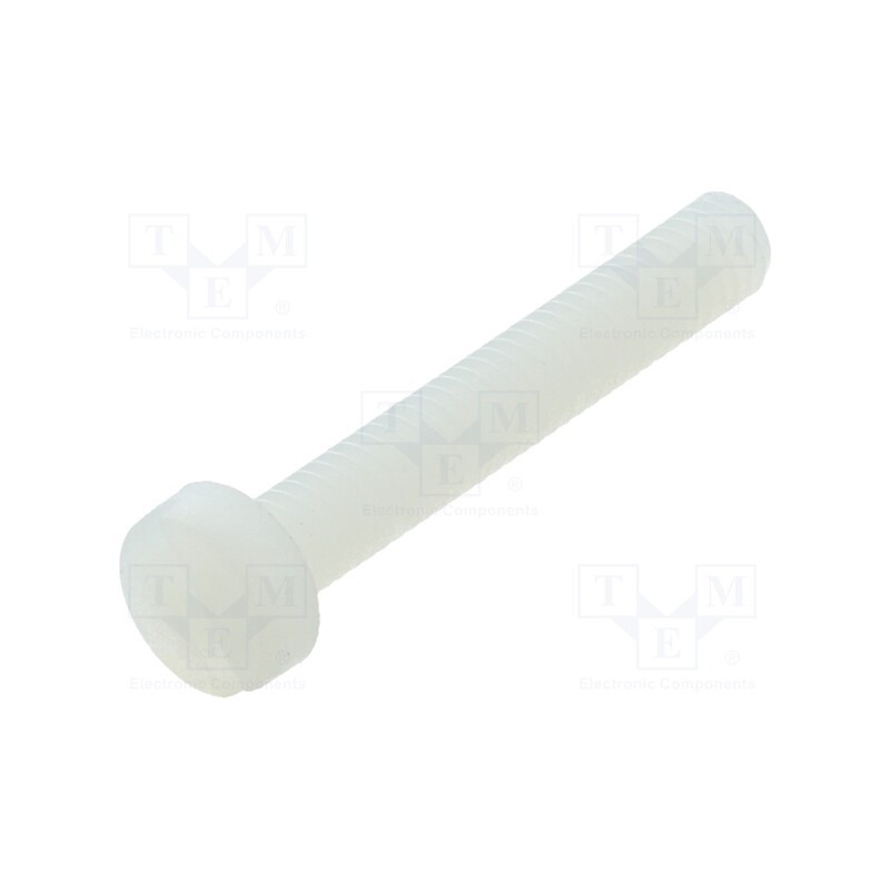 50 pcs : 8G201M4X25 - Screw, M4x25, 0.7, Head: cheese head, slotted, 1,3mm, polyamide