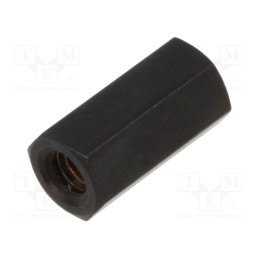 50 pcs : 113X12SW - Screwed spacer sleeve, 12mm, Int.thread: M3, hexagonal, brass