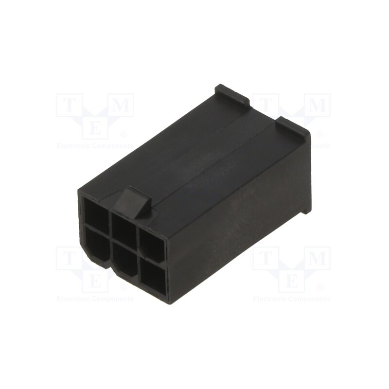 50 pcs : 469990277 - MiniFitJr 6Ckt Plug DR V0 Black w/o ears