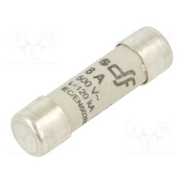 10 pcs : 420108 - Fuse: fuse, gG, 8A, 500VAC, 250VDC, ceramic,cylindrical,industrial