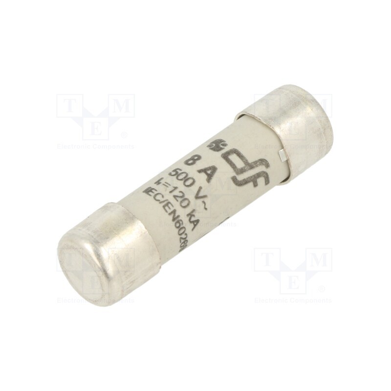 10 pcs : 420108 - Fuse: fuse, gG, 8A, 500VAC, 250VDC, ceramic,cylindrical,industrial