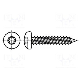 500 pcs : 3060107 - Screw, for metal, 2.9x6.5, Head: cheese head, Torx®, TX10, zinc