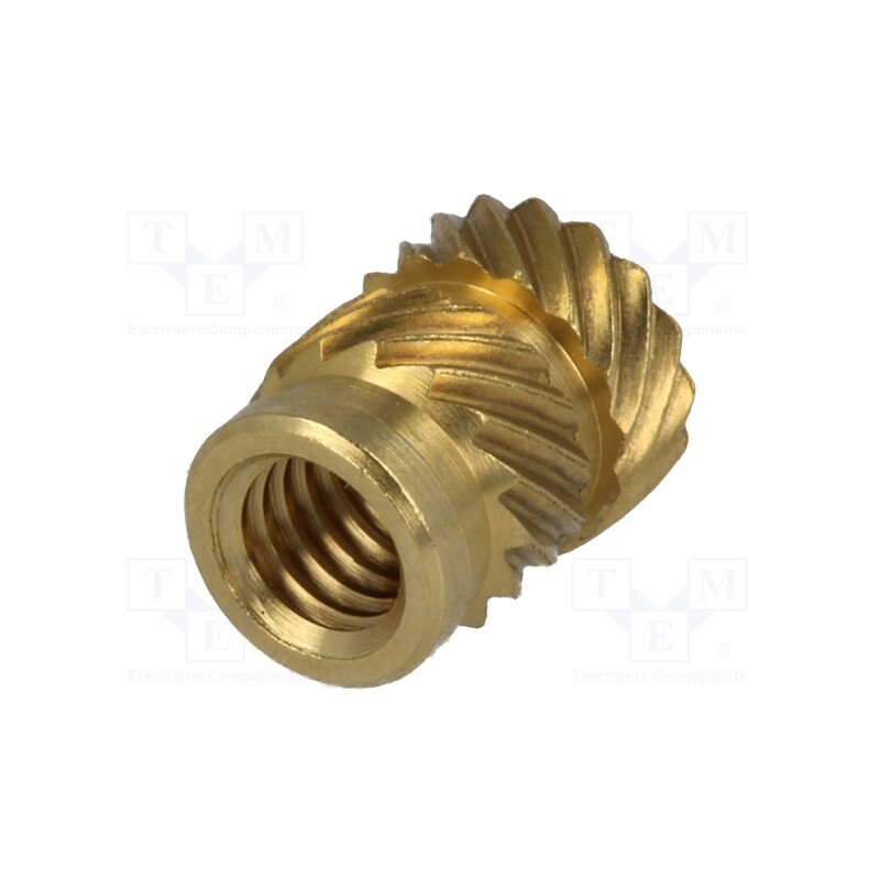 50 pcs : 1386883 - Threaded insert, brass, without coating, M4, BN 1052, L: 8.2mm