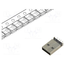 10 pcs : 480372100 - Plug, USB A, male, on PCBs, SMT, PIN: 4, horizontal, USB 2.0, reel