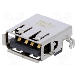 10 pcs : 482580002 - Socket, USB A, on PCBs, THT, PIN: 4, angled 90°, middle board mount