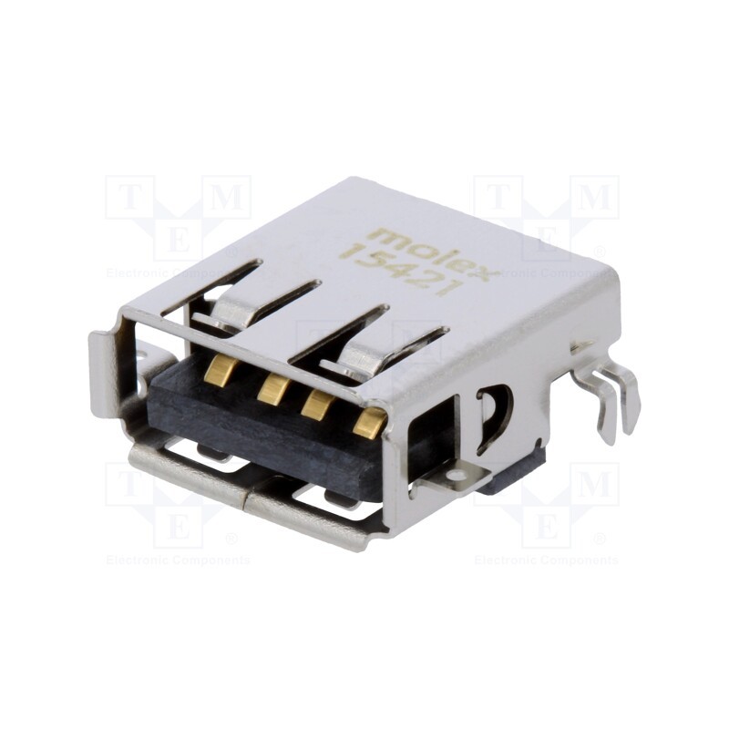 10 pcs : 482580002 - Socket, USB A, on PCBs, THT, PIN: 4, angled 90°, middle board mount