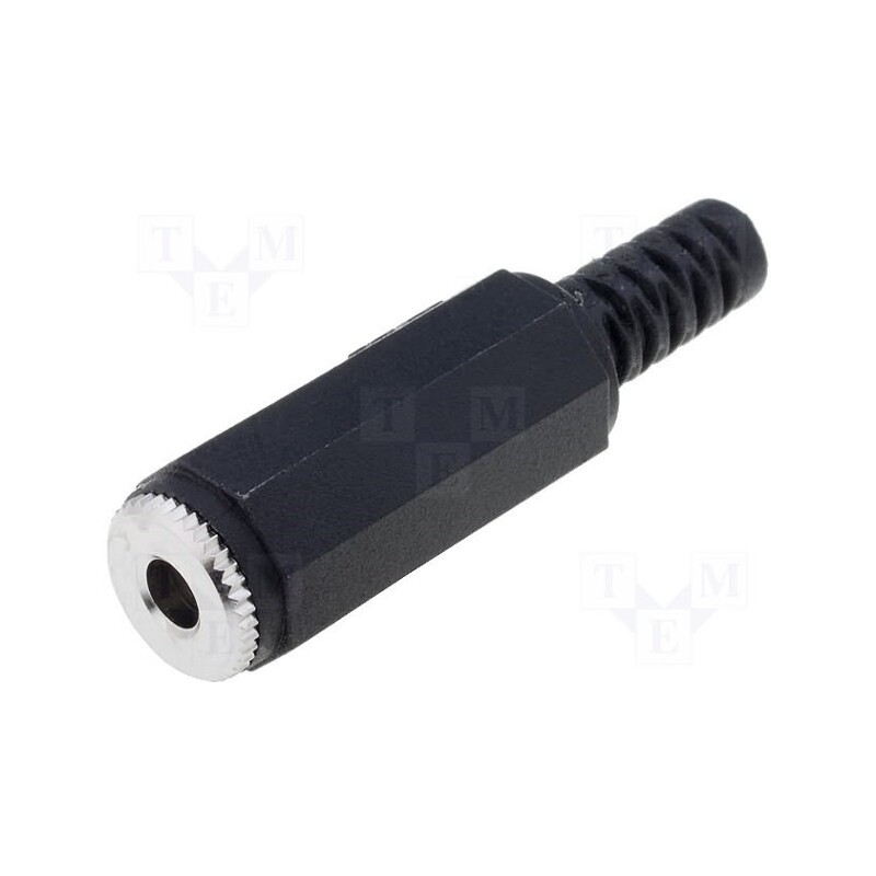 10 pcs : 4832.33 - Plug, Jack 3,5mm, female, stereo, ways: 3, straight, for cable, 4mm
