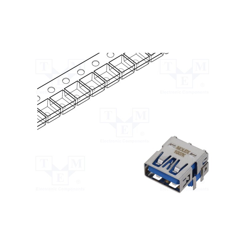 10 pcs : 483910003 - Socket, USB A, on PCBs, THT, PIN: 9, angled 90°, USB 3.0