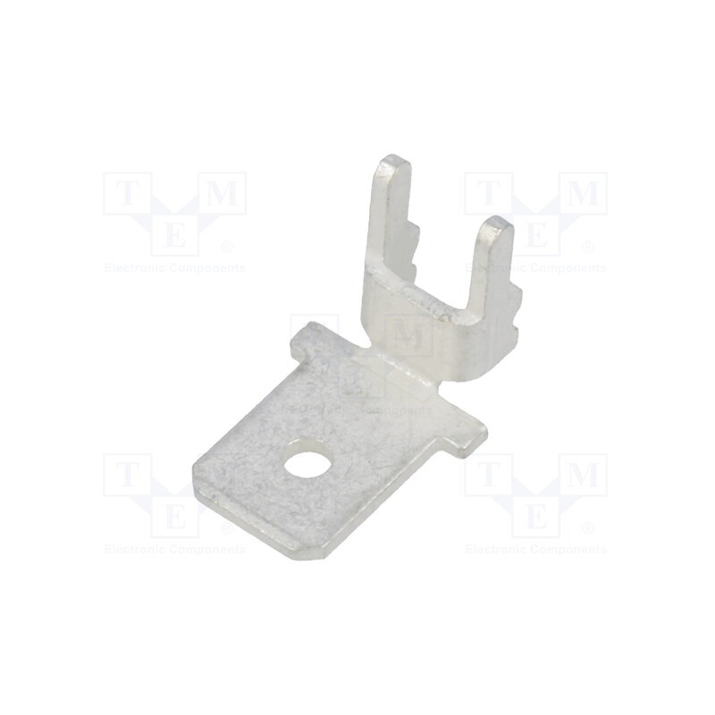 10 pcs : 4914 - Terminal: flat, 6.4mm, 0.8mm, male, THT, brass, tinned, angled 90°