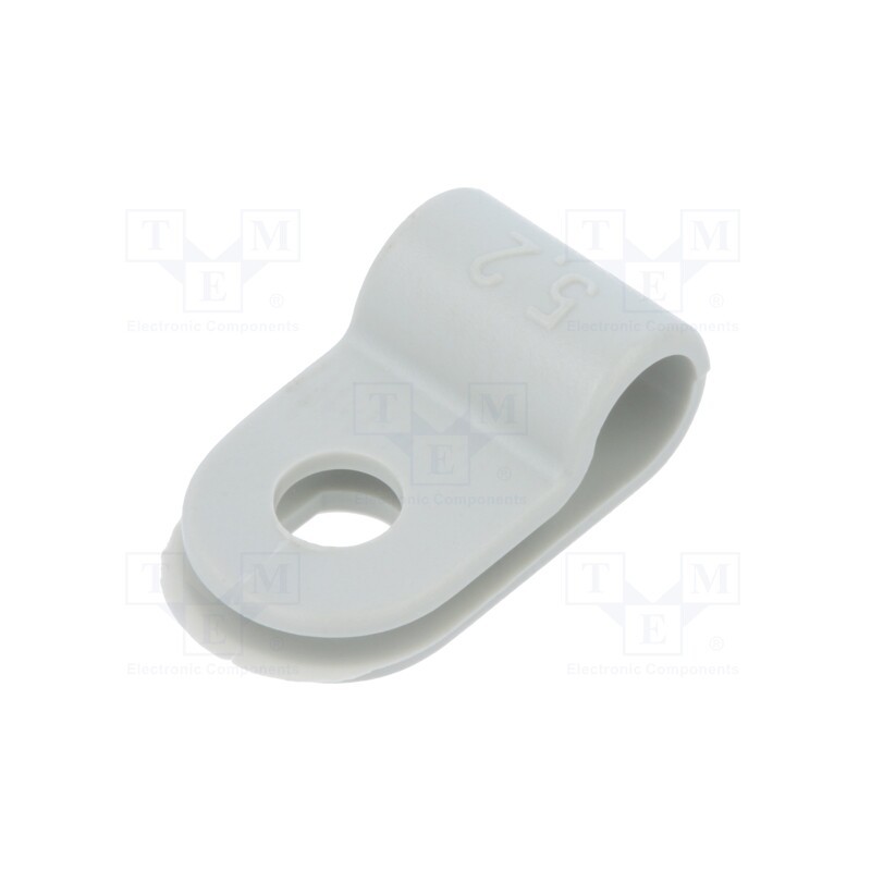 50 pcs : 255 5.2 LGR - Fixing clamp, Cable P-clips, ØBundle : 5.2mm, W: 10mm, polyamide