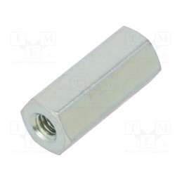 50 pcs : 122X12 - Screwed spacer sleeve, 12mm, Int.thread: M2,5, hexagonal, steel